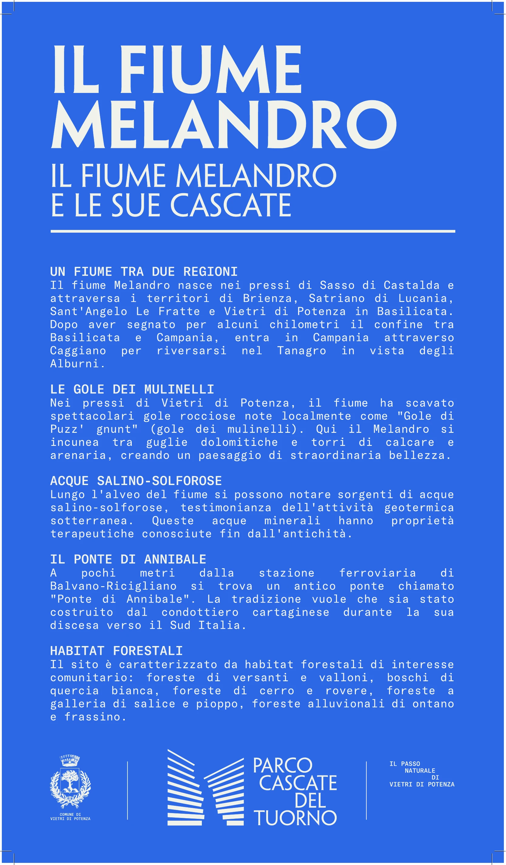 Pannello ufficiale sul fiume Melandro