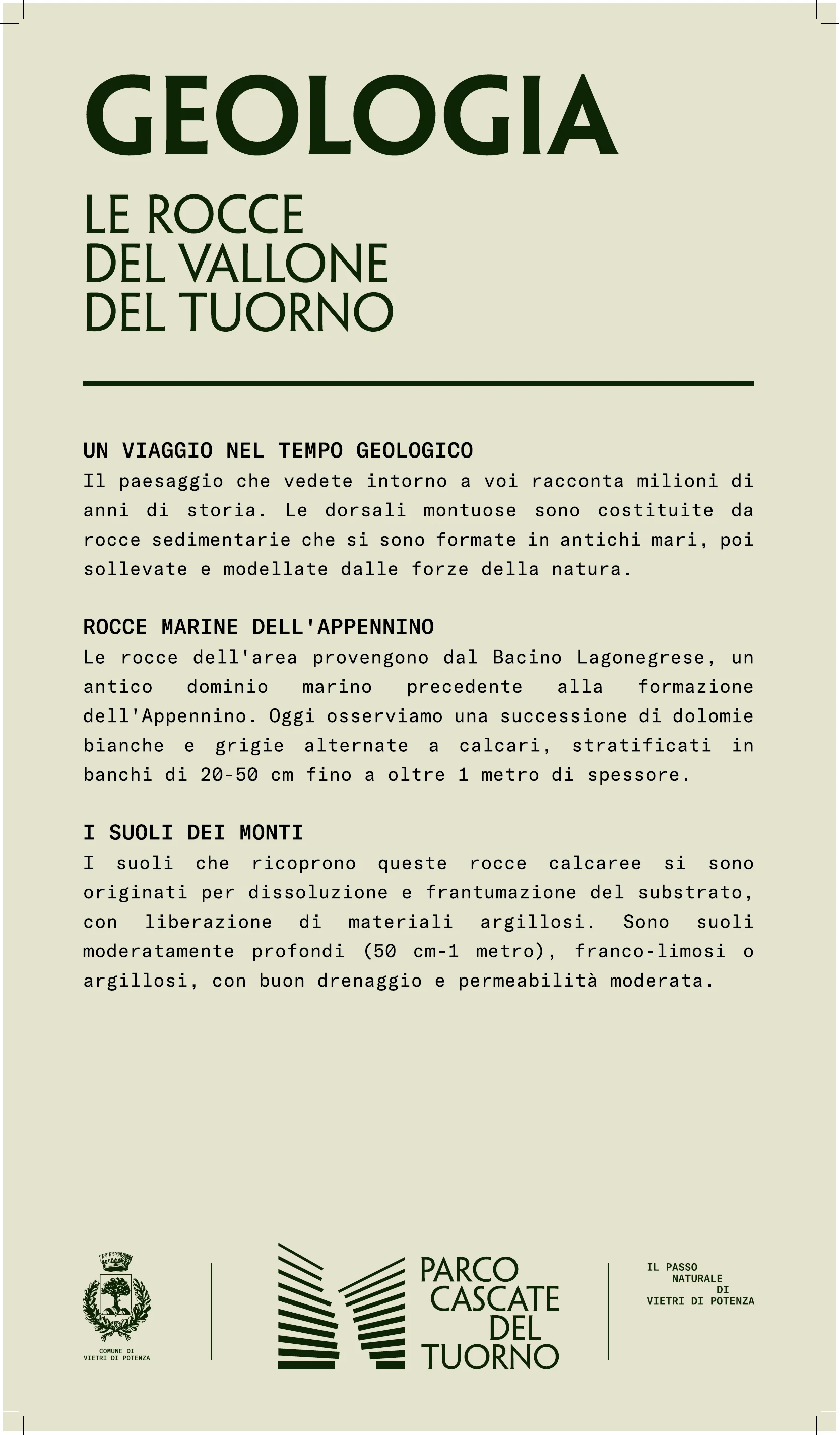 Pannello ufficiale sulla geologia