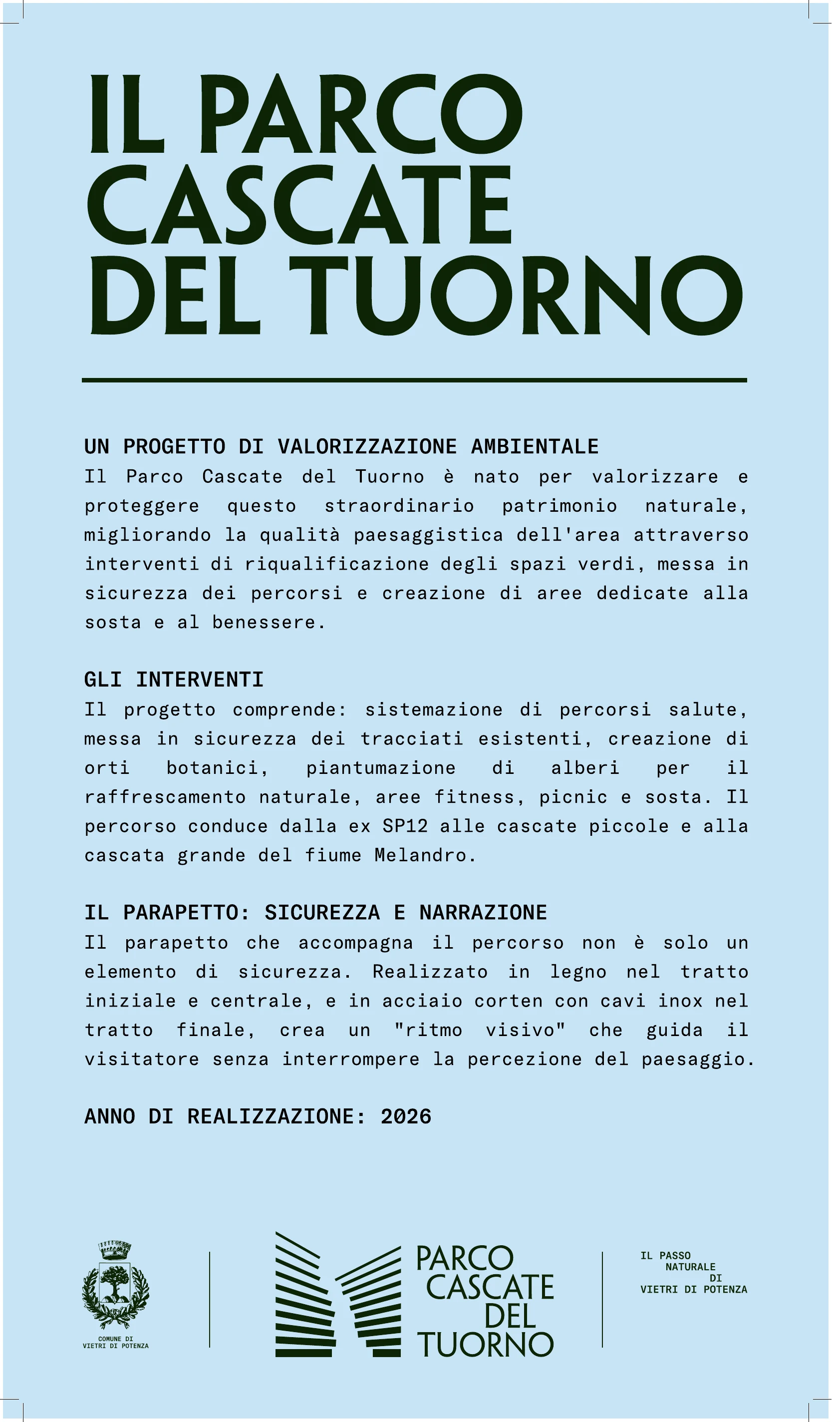 Pannello ufficiale sul progetto del Parco