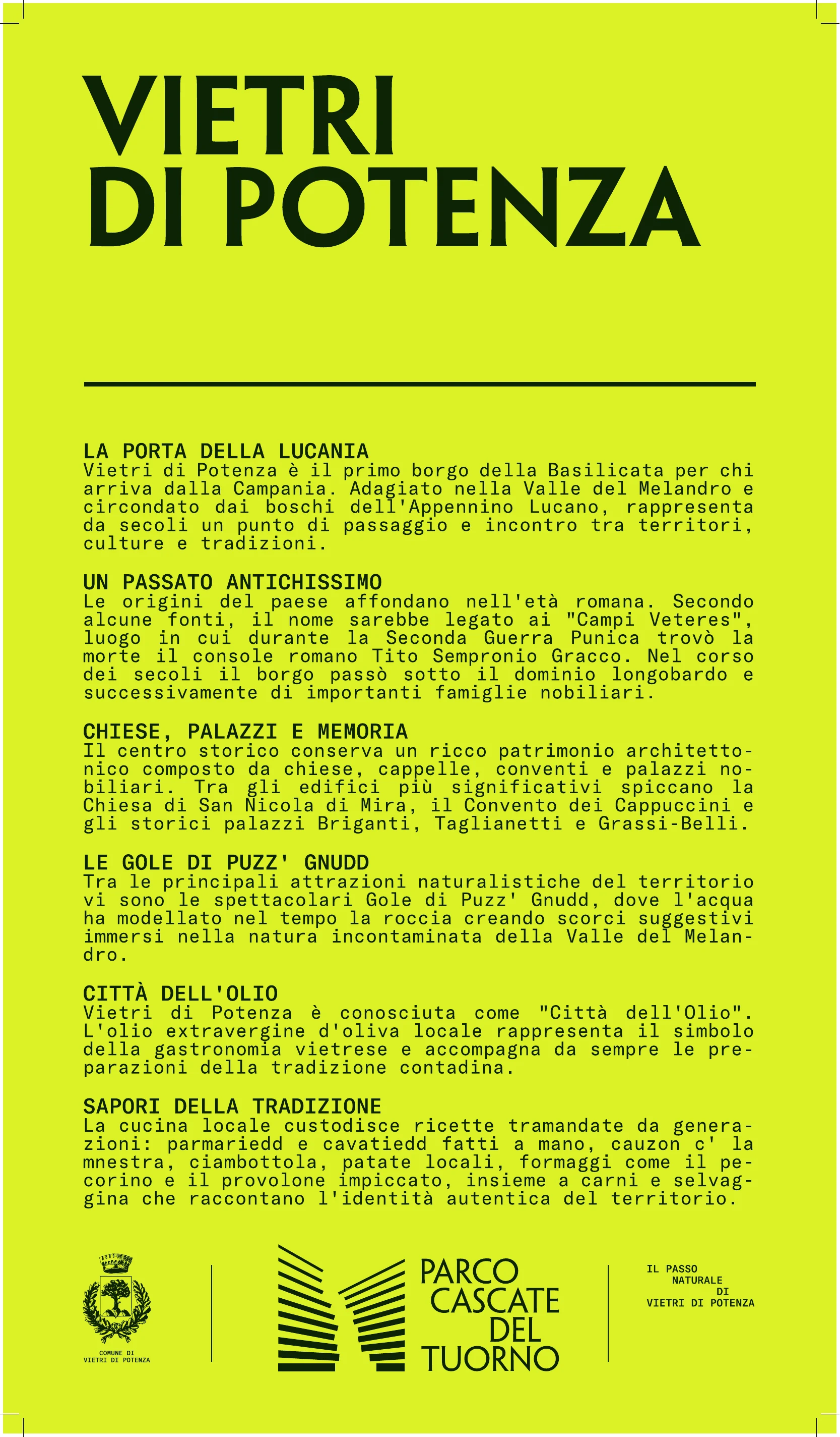 Pannello ufficiale su Vietri di Potenza